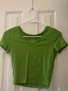 Green Cropped Vneck